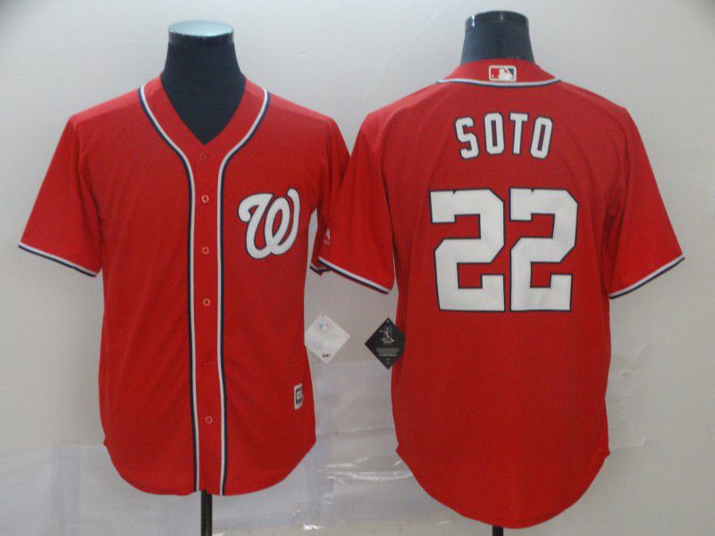 Men Washington Nationals #22 Soto Red Game MLB Jerseys